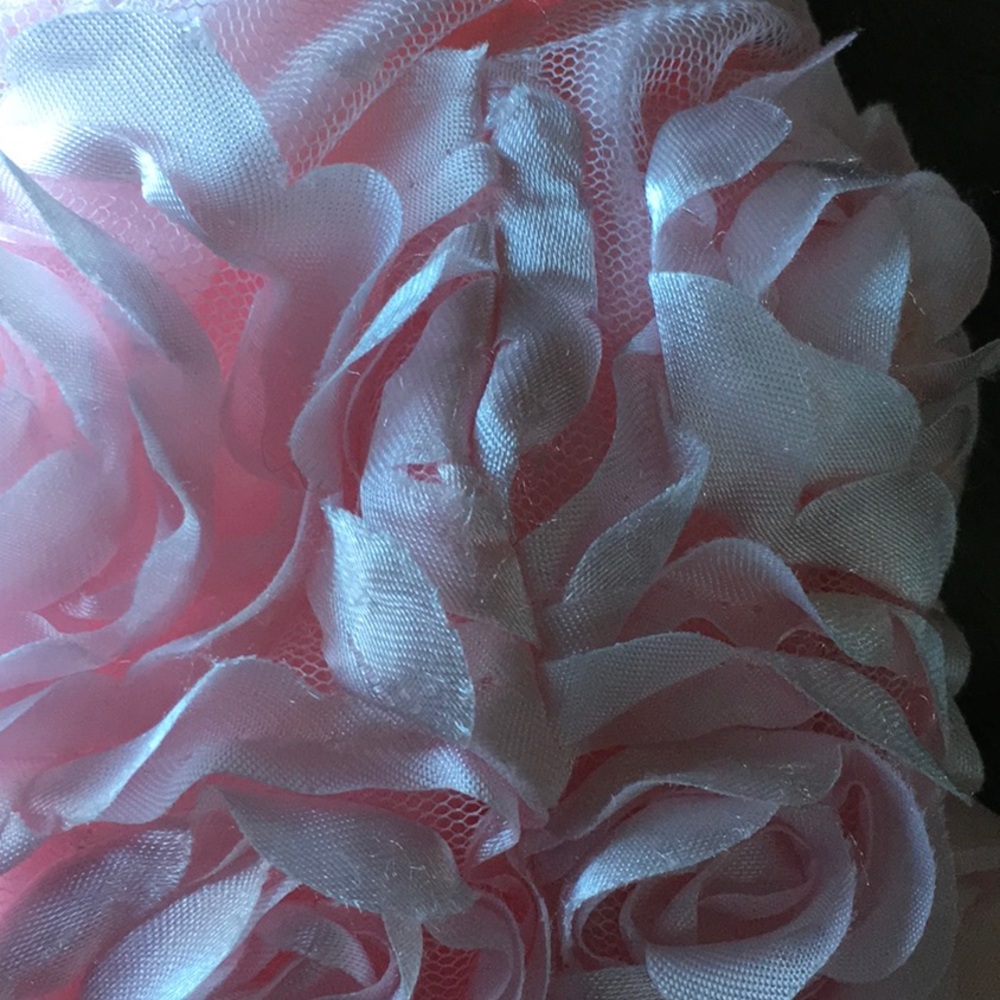 Pink Baby dress, 6-9 Month, rosette petals, Soft,nylon,bottom snaps. washable. - Picture 2 of 11